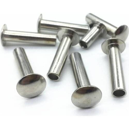 30pcs M4 nickel plated big flat head rivets oblate headed semi hollow rivet tap hit rivetings knock riveting 5mm-20mm long