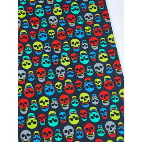 Fashion Colorful Skull 100% Cotton Fabric Cool Rainbow Effect Printed Sewing Material Diy Home Cloth Dress Clothing Textile