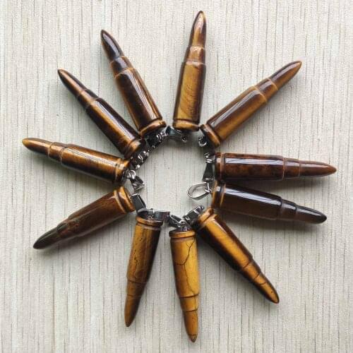 Fashion high quality natural tiger eye stone pendulum bullet shape pendants fit necklace jewelry making 10pcs/lot wholesale free
