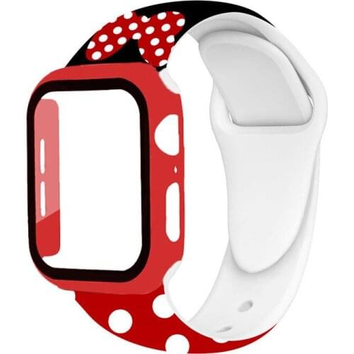 Cartoon Case+Strap For Apple Watch Band 40mm 44mm 38mm 42 mm Printing Silicone Bracelet For Iwatch Series 6 SE 5 4 3 Accessories