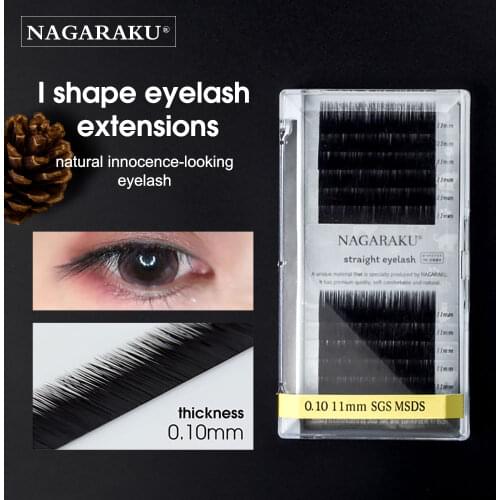 NAGARAKU New I Curl I Shape Baby Straight Eyelash Extensions Makeup Tools Individual Premium Faux Mink False Eyelash Male Lashes