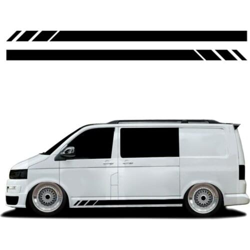 2pcs/set Car Black Side Stripes Stickers Decals Exterior Accessories For Transporter VW T4 T5 T6 Campervan RV
