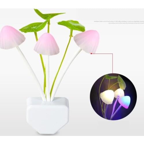 Night Light Mushroom Lamp Novelty for Baby Led Bulbs Emergency Ac Eu&Us Plug Right Sensor 3 Colourful Fungus Anime Light
