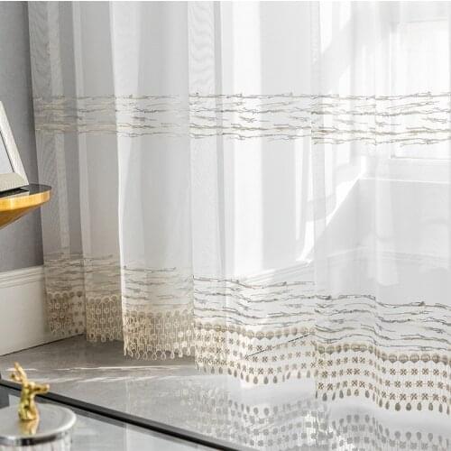 Nordic Living Room Bedroom Home Embroidered Window Screen Fashion Simple Modern Style Curtain