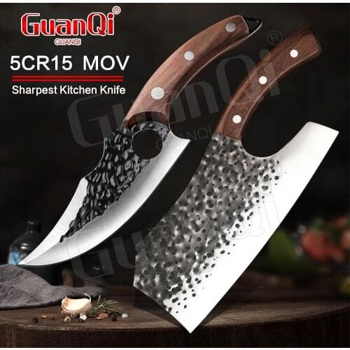 Stainless Steel Butcher Knife Cleaver Knife Full Tang Forged Handmade Kitchen Knife Serbian Chef Knife Hunting Camping Knife