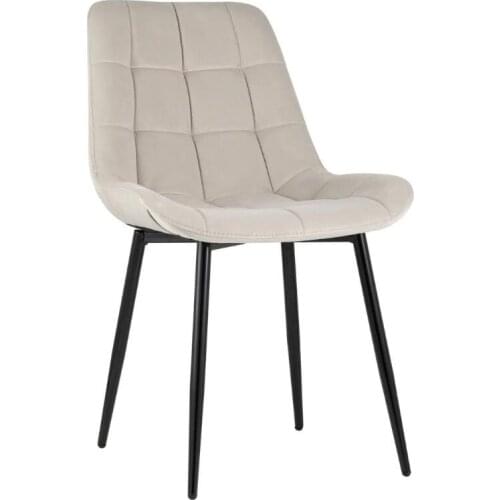Dining Chair Modern DESIGN WITH velvet seat beige velor / black metal Leg 1 pc
