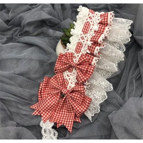 Victorian Gorgeous Plaid Lace Trim Lolita Girl Headband Hair Accessories D463