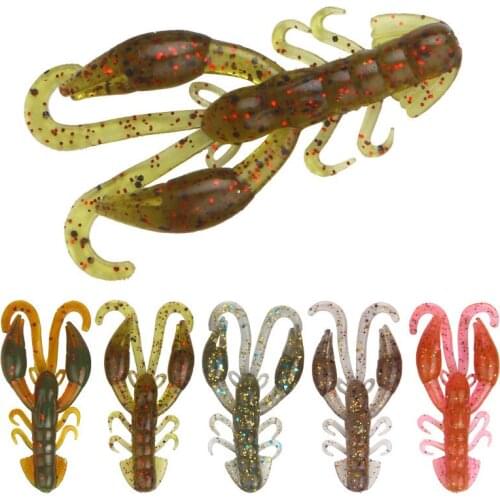 5pcs/Lot Crawfish Larva Soft Silicone Bait 5cm 2g Jigs Wobbler Fishy Smell Worms Fishing Lures Artificial Swimbait Bass Tackle