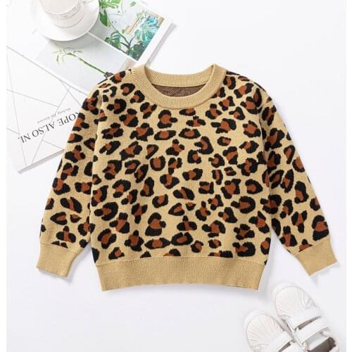 Baby Boys Girls Pullover Sweater Autumn Winter Leopard Kids Knitting Bottoming Sweater Children Clothes Girl Knit Tops Clothing