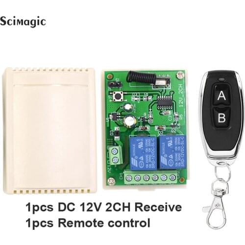 433MHz Remote Control Switch DC 12V 2 Channel Relay Module Wireless RF Transmitter Receiver
