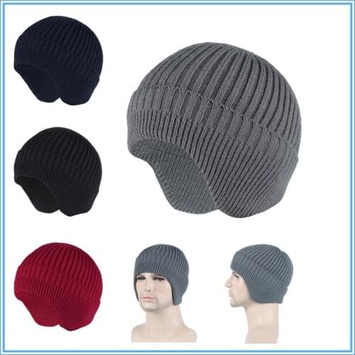 New Winter Warm Hat Ear Protection Hats Classic Casual Caps Knitted Women Men Hats Elastic Soild Warm Beanie Outdoor Sport Cap