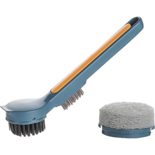 045 Multi 3in1 Cleaning Brush Long Handle Descaling Knife Pan Pot Dish Bowl Washing Brush Household Kitchen Cleaning Tools