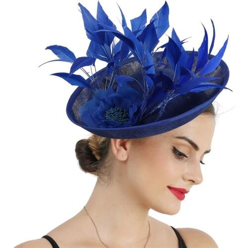 Women Derby Fedora Cap With Nice Flower Wedding Fascinator Hat Hair Clip Bride Ladies Cocktail Headwear Fashion Hair Accessories