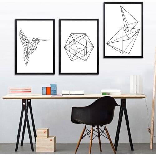 Modern Geometric Flying Woodpecker Canvas Art Print Painting Poster Wall Pictures For Home Decoration Canvas Painting Wall Decor