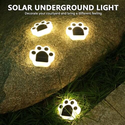 4PCS Led Solar Light Outdoor Waterproof Cute Bear Paw Light Warm Cold Sensor Lamp for Lawns Home Yard Garden Decoration Lights