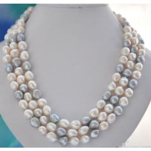Gorgeous 9-10mm Tahitian baroque south sea multicolor pearl necklace 48inch