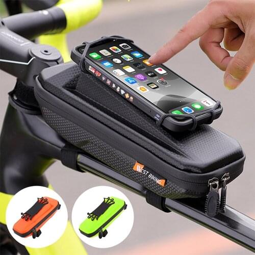 Bicycle Top Tube Bag Waterproof Bike Front Beam Phone Pouch Storage Bag Hard Shell Case Phone Holder Mount Cycling Supplies