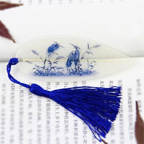 4pcs/lot Creative Vintage Retro Chinese Ink Painting Natural Real Leaf Vein Bookmark Stationary Bookmark Office School Supplies