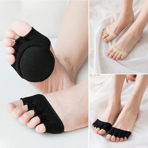 Women Half Palm Non-slip Open Toe Socks Breathable Socks Five Toe Orthotics Separators Invisible Forefoot Cushion Foot Pad Sock