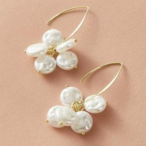 Korean Fashion Pearl Round Flower Earrings for Women Boho Jewelry Party Wedding Gold Statement Dangle Earrings Delta Sigma Theta