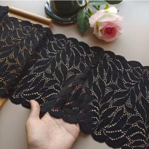 1 Meter 23cm Black Red Nylon Jacquard Elastic Lace Trim For DIY Clothing Accessories Sewing Applique French Net Lace Fabric