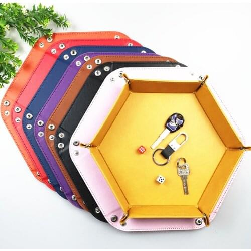 1pc PU leather foldable dice tray box game suitable for tabletop board games and generic construction easy to use and carry