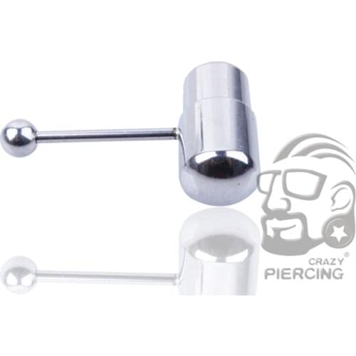 1 pcs Silver14G Tongue Ring Vibrating Tongue Piercing 316L Steel Tongue Barbell With Battery Body Jewelry Tongue Piercing