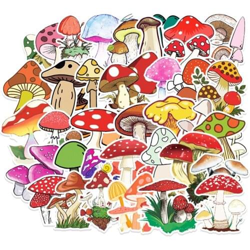 10/30/50PCS Cartoon Ins Wind Mushroom Diy Creative Sticker Luggage Laptop Mobile Phone Decoration Sticker Wholesale