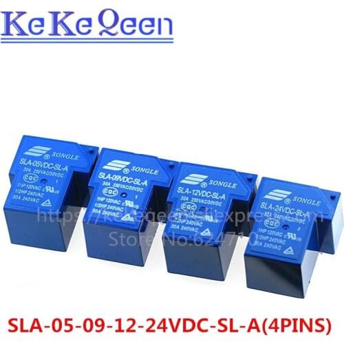 10PCS Power relays SLA-05VDC-SL-A SLA-09VDC-SL-A SLA-12VDC-SL-A SLA-24VDC-SL-A 5V 9V 12V 24V 30A 4PIN T90 Free Shipping