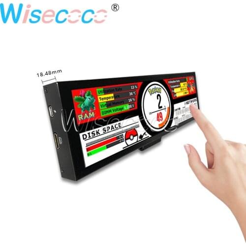 1920*480 IPS Screen Temperature Control Dynamic 8.8 Inch Bar Touch LCD Display + Case For AIDA64 Raspberry Pi Computer Desktop