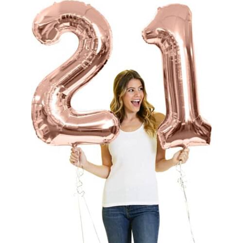 2pcs 40 inch rose gold birthday digital balloon 16/18/21/30 years old birthday number aluminum foil party decoration ballon