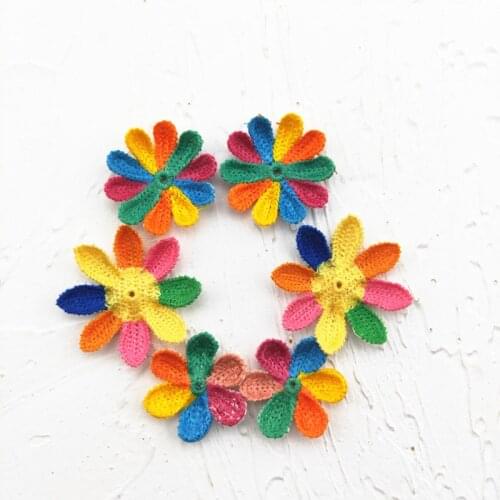 20pcs/lot Multi size Crochet flower Appliques For Bow Clip Accessories DIY Kid cloth patches Appliques