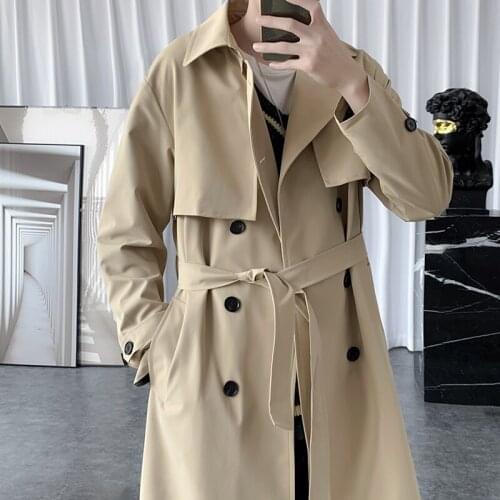 2021 Long Style Coat Men Spring Mens Casual Trench Coat Size M-5XL Windbreakers Male Good Quality Jackets Men