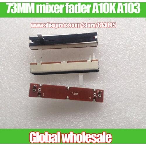 5pcs 73MM mixer single potentiometer fader A10K A103 / stroke 45mm / handle length 15mm / 4 foot mono fader SL458N
