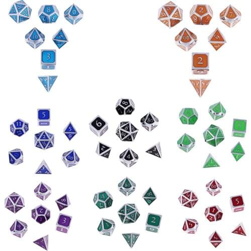 7pcs Multi-sided Dice Family D&D Game Mixed Color Dice Polyhedral Dice Contains D4 D6 D8 D10 D12 D20