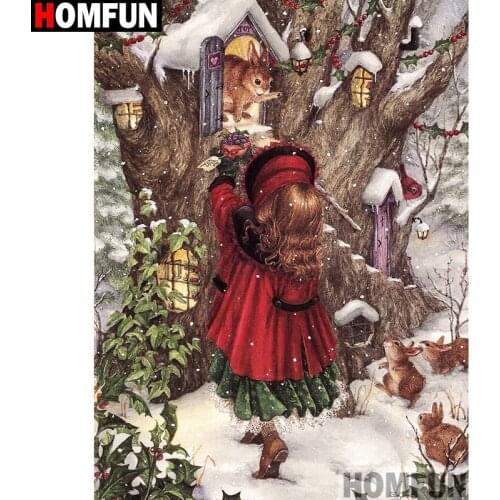 HOMFUN Full Square/Round Drill 5D DIY Diamond Painting "Cartoon girl rabbit" Embroidery Cross Stitch 3D Home Decor Gift A15122