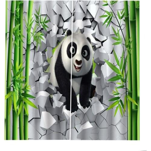 Bamboo 3D Curtains Living Room Bedroom Drapes Cortinas Customized size brick curtains panda curtain Blackout curtain