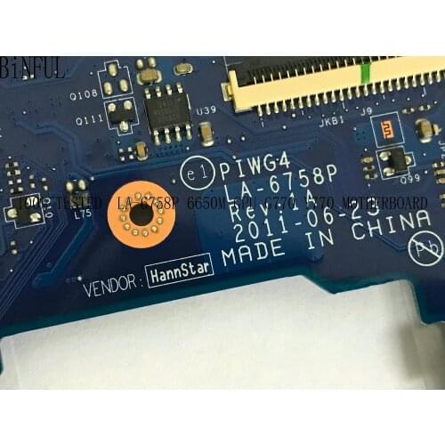 FAST SHIPPING. PIWG4 LA-6758P G770 MAINBOARD FOR LENOVO G770 / Y770 LAPTOP MOTHERBOARD,VIDEO CARD 6650M 1GB