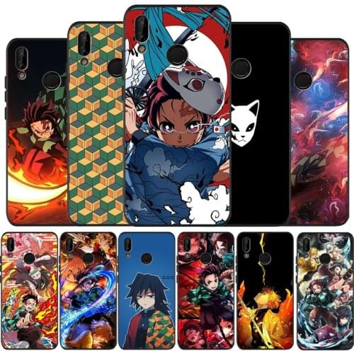 Anime Demon Slayer Kimetsu No Yaiba Black Soft Phone Case For Huawei 40 30 20 10 9 Lite Pro P smart 2019 Y6 Y6 Prime2019 Y9