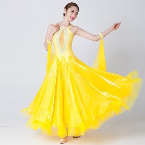 Modern Dance Costume Adult National Standard Dance Suit Female Ballroom Dancing Dress Sleeveless Diamond Modern Dance Suit B6197