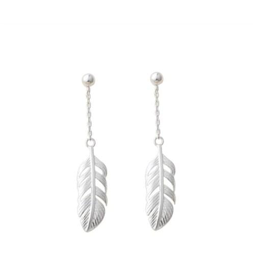 TJP Fashion 925 Sterling Silver Earrings For Women Jewelry Trendy Feather Silver Stud Earrings For Girl Party Accessories Female