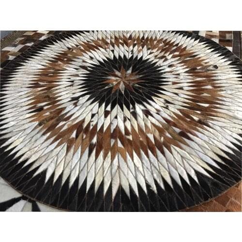 Fashionable art carpet 100% natural genuine cowhide leather carpet tile