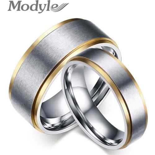 Modyle Gold-Color stainless steel his and her promise ring the couple wedding rings for women and men