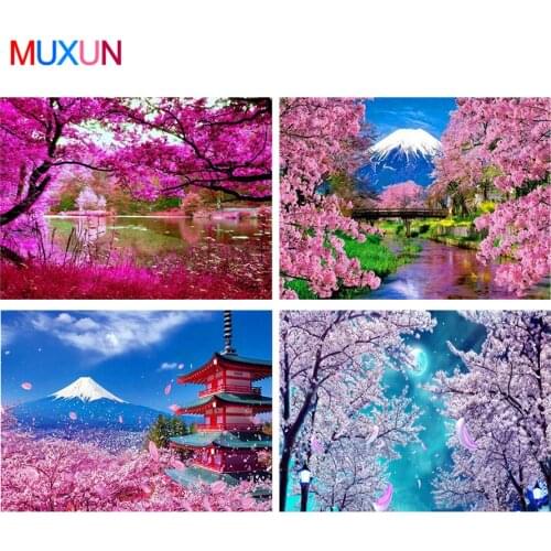 Muxun Stitch Diamond Painting Sakura Diamond Embroidery 5D Painting Cross Stitch Diamond Painting 5D Mosaic Gift Handmake Jq627