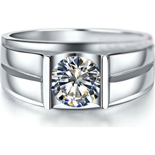 925 Sterling Silver Men Ring Big Luxury Elegant Exquisite Diamond Wedding Proposal Engagement Original Design Fine Jewelry