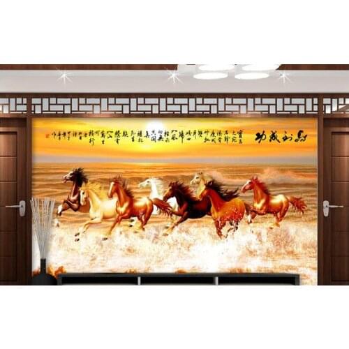3d wallpaper custom mural non-woven 3d room wallpaper Horses running in grassland background wall photo 3d wall mural wallpaper