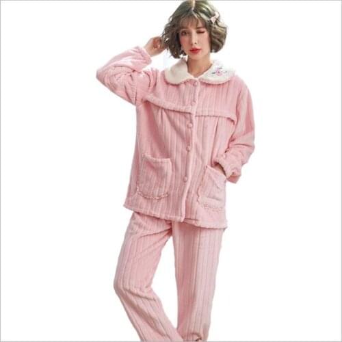 Pregnant women month clothes breastfeeding clothes winter postpartum pajamas long-sleeved suit thickening pregnancy pajamas