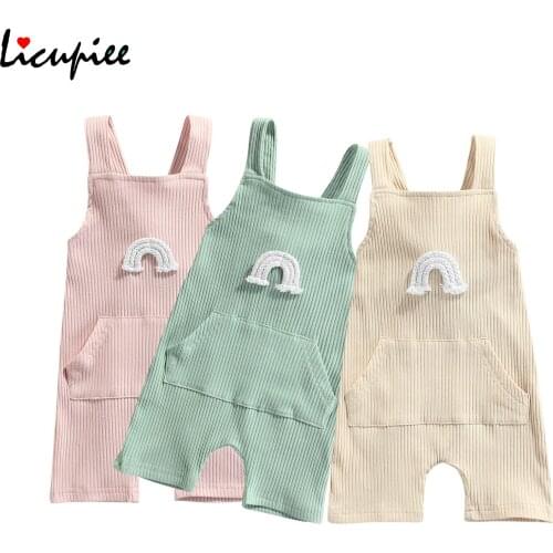 0-24 Months Bodysuits Solid Baby Girl Toddler Baby Corduroy Overalls, Cute Sleeveless Rainbow Bib Pants with Front Pocket