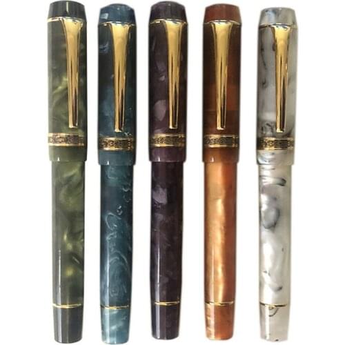 Kaigelu 316 Fountain Pen F Nib Beautiful Marble amber Pattern Ink Pen Writing Gift for students Office Business blue brown white