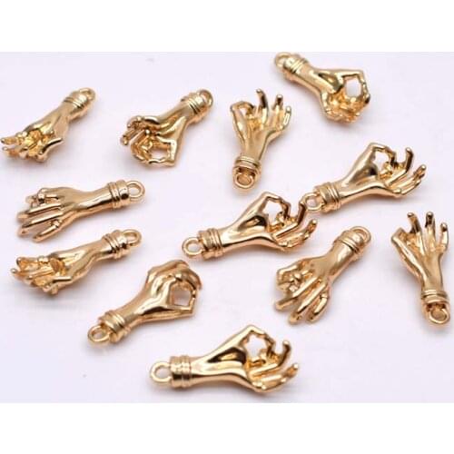 High-quality Metal Alloy Gold Charms OK Hand Charms Pendants For Jewelry Making Findings DIY Necklace Bracelet Accessaries